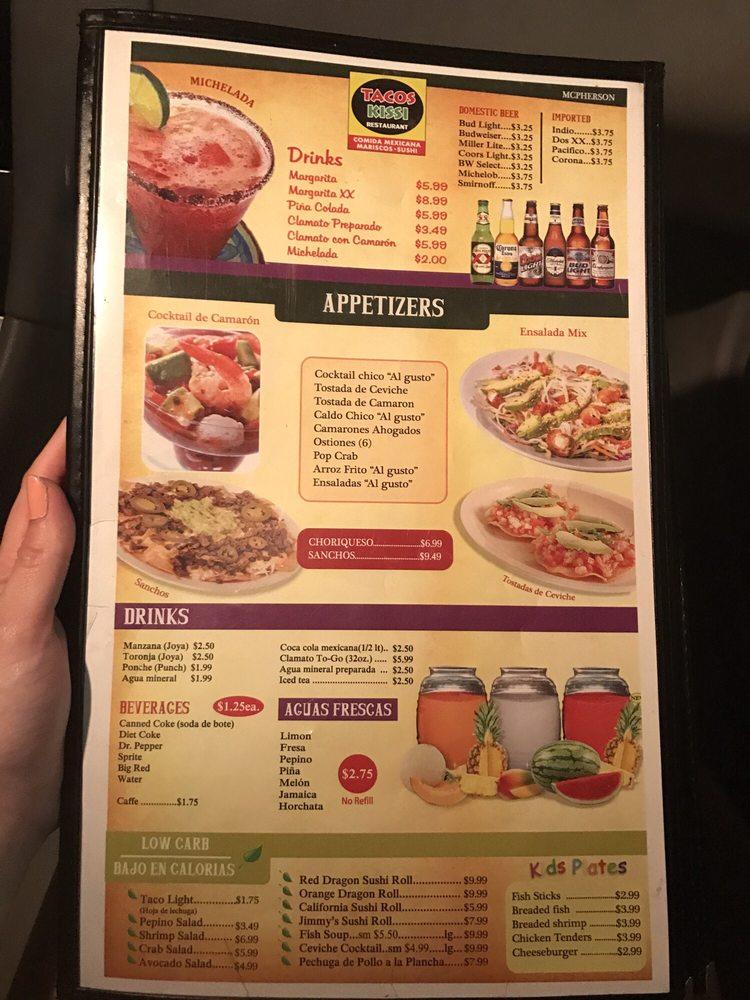 Menu at Tacos Kissi Restaurant, Laredo, E Del Mar Blvd Suite 110B