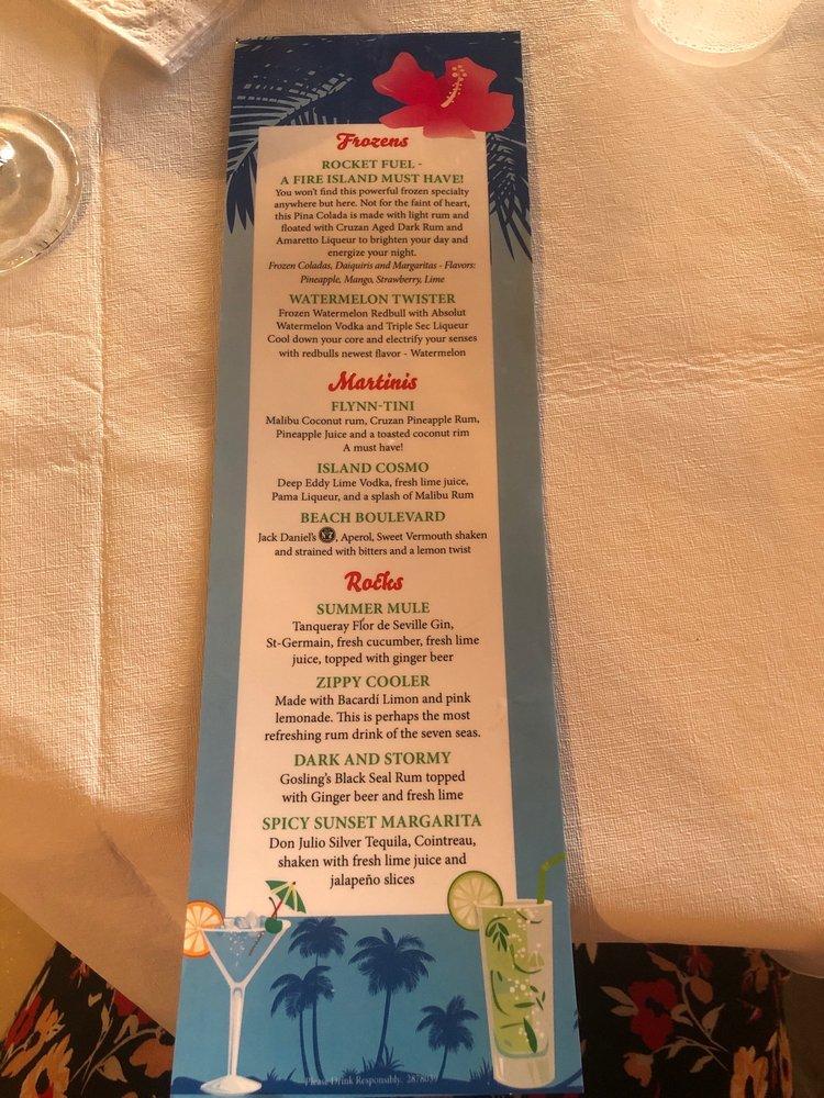 Menu at Flynn's Fire Island pub & bar, Fire Island