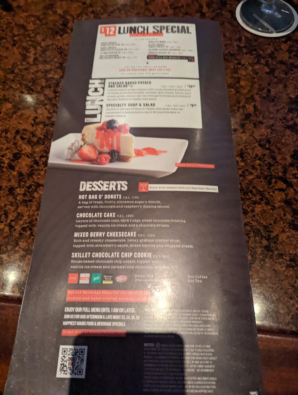 Menu at Smokey Bones Tampa BBQ, Tampa, Citrus Park Dr