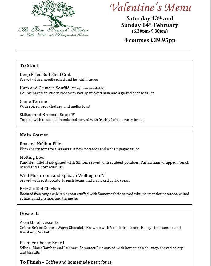 Menu at The Olive Branch Bistro restaurant, ThorpeleSoken