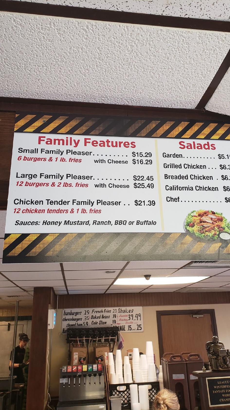 Menu at Just Hamburgers restaurant, Paducah, Jackson St