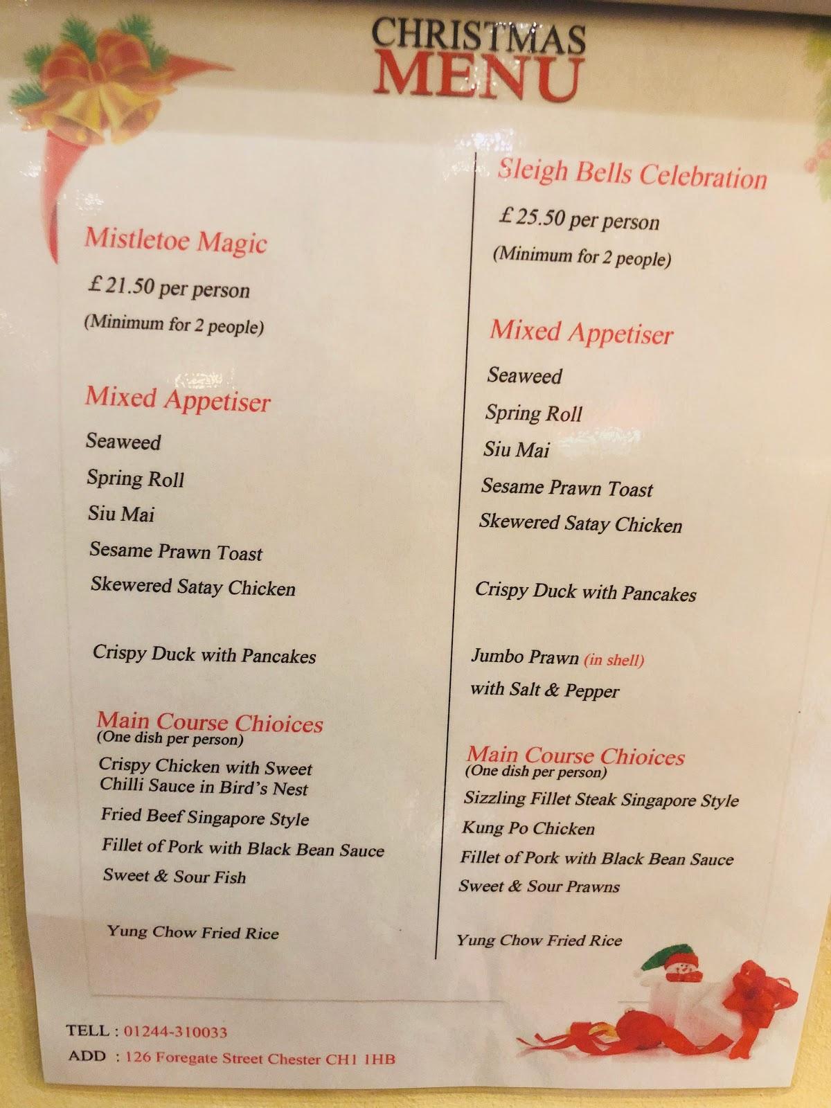 Menu at Sleepy Panda restaurant, Chester