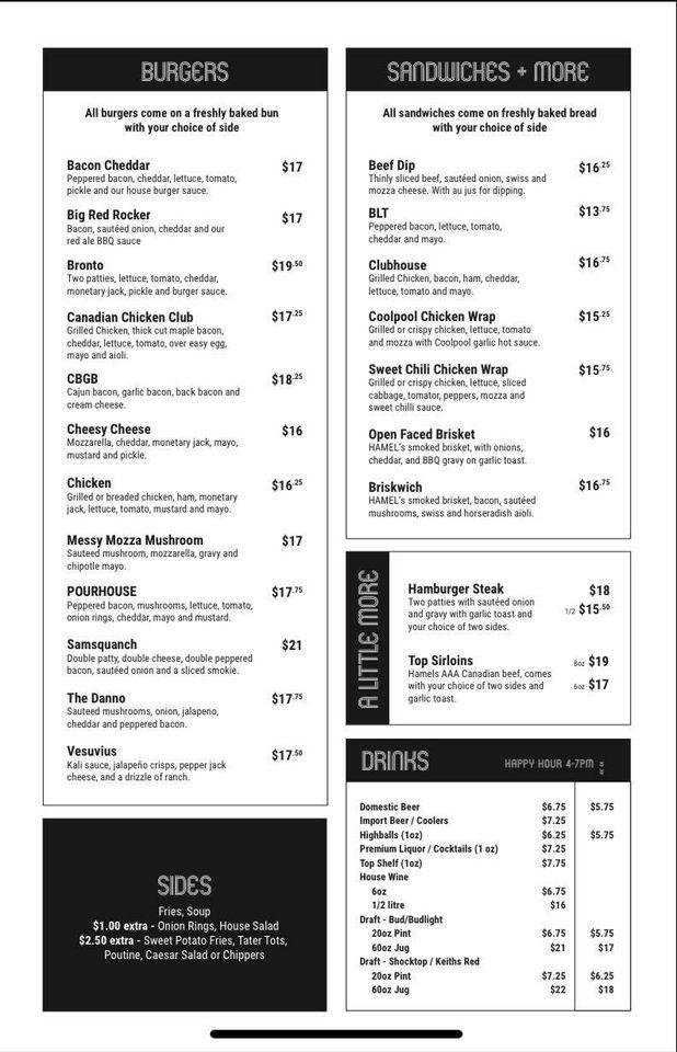 Menu at Pourhouse Bar & Grill, Cold Lake