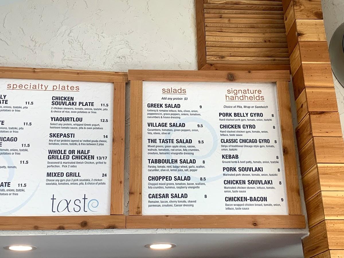 Menu at Taste Greek Street Food restaurant, Westmont