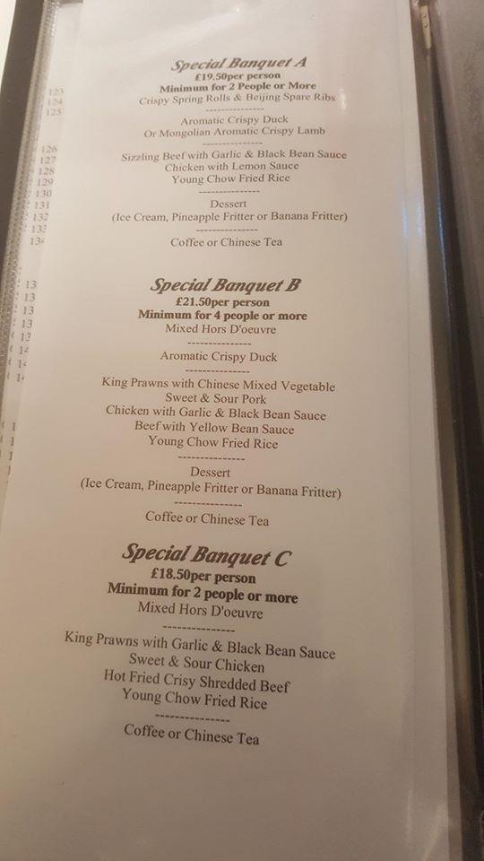 Menu at Wongs restaurant, Torpoint, 10 Tamar St
