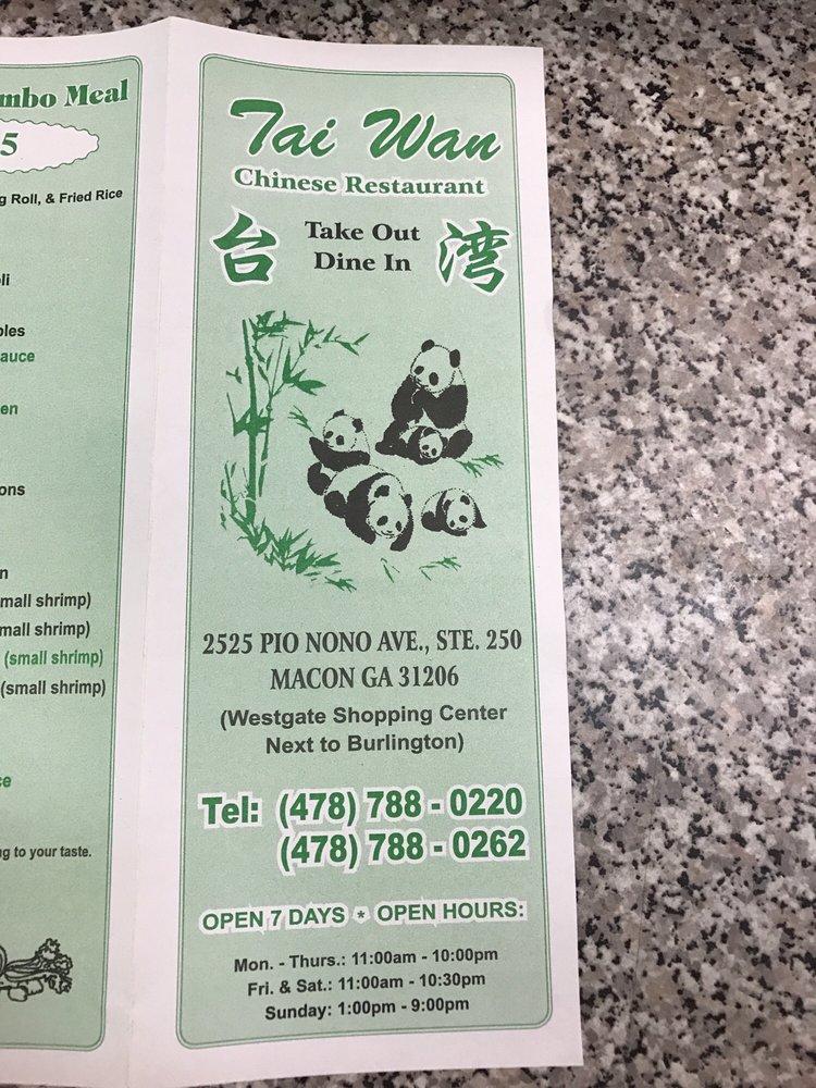 Taiwan Restaurant in Macon Restaurant menu and reviews
