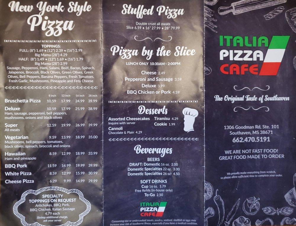 Menu at Italia Pizza Cafe, Southaven