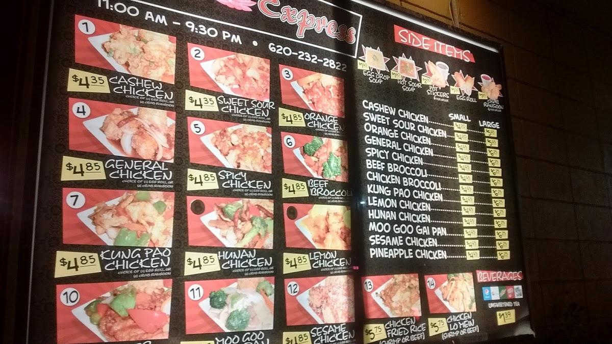 Menu at Lotus Express restaurant, Pittsburg
