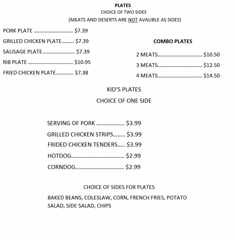 Menu at The Pottery Grill BBQ, Tuscaloosa, US11