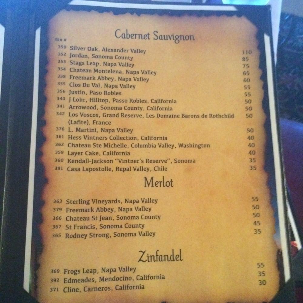 Menu at Top Of Binion's Steakhouse, Las Vegas