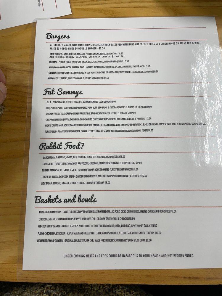 Menu at Ponderosa Cafe, HeberOvergaard, AZ260 b9