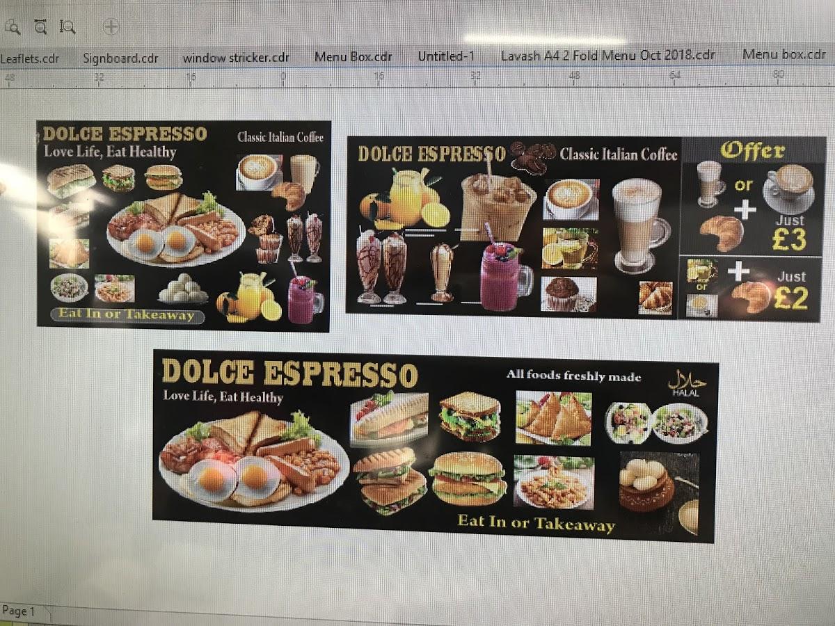 Menu at Dolce Espresso, Gants Hill cafe, London
