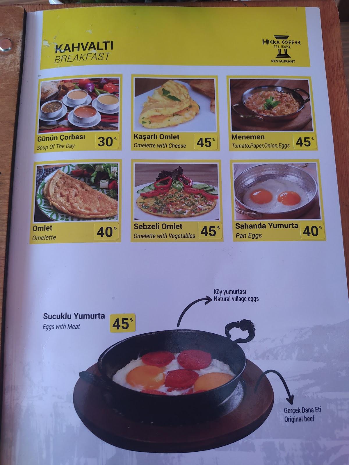 Menu at Hiera Coffee & Tea House Restaurant ( Reservation Only ), Pamukkale