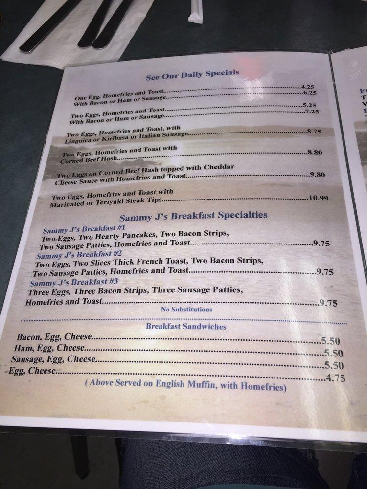 Accepts credit cards alcohol served: Menu at Sammy J's Boston's Best Breakfast restaurant, Flagler Beach