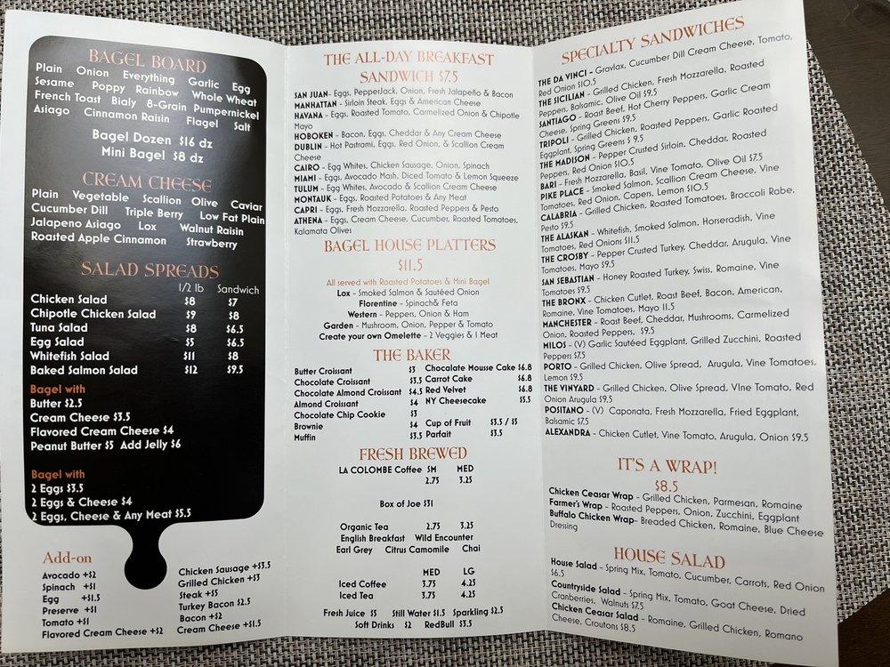 Menu at Bagel House, Phillipsburg
