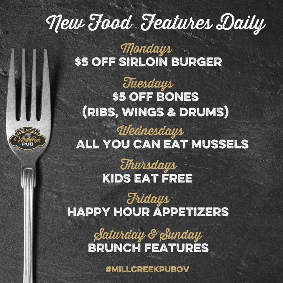 Menu at Mill Creek Pub and Restaurant, Orangeville