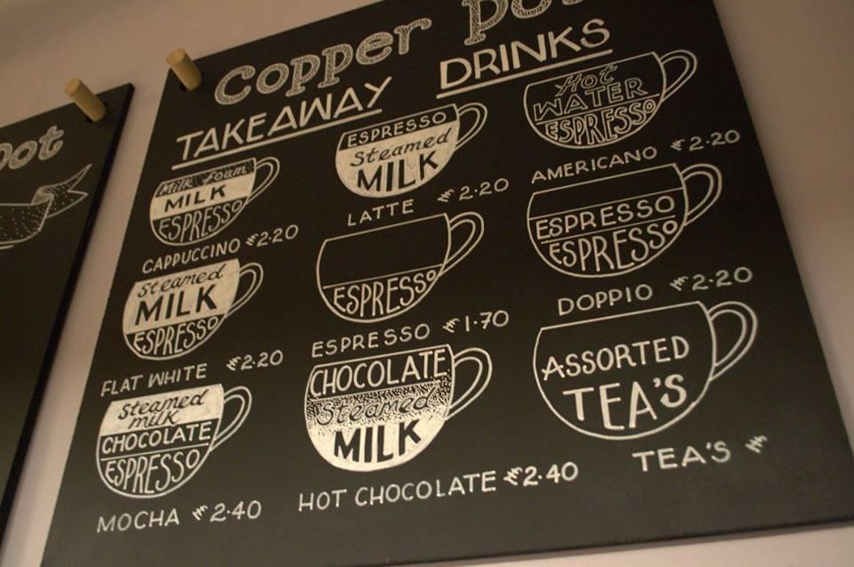 Menu at Copper Pot coffee house, Ambleside