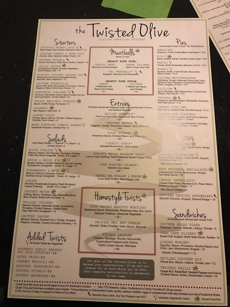 Menu at The Twisted Olive pub & bar, Green