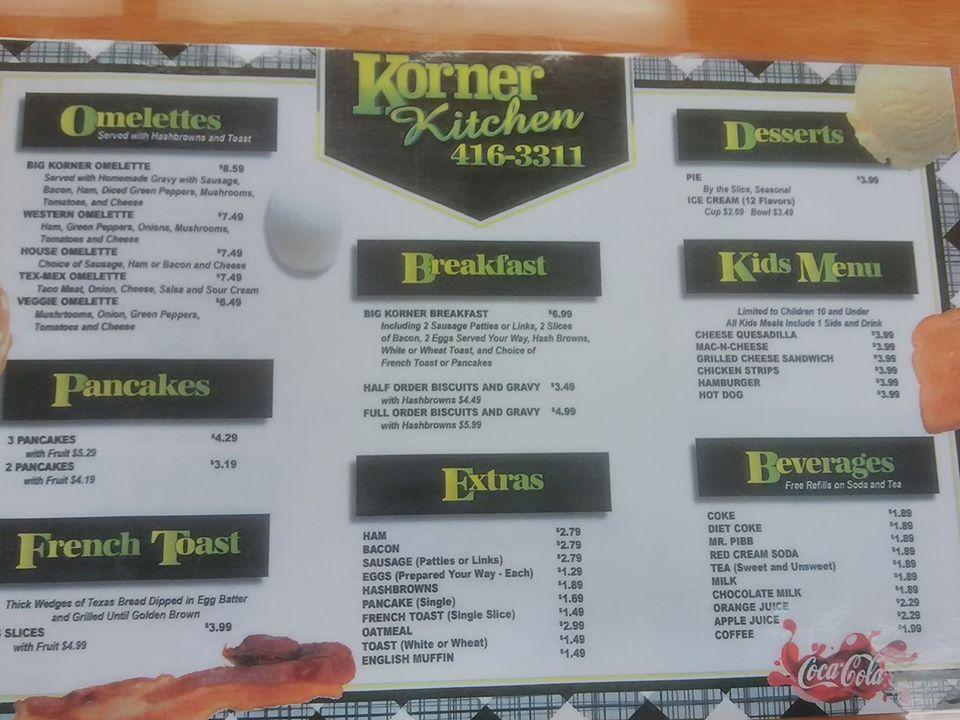 Menu At Korner Kitchen Restaurant Kokomo N Washington St   R26f Menu Korner Kitchen 