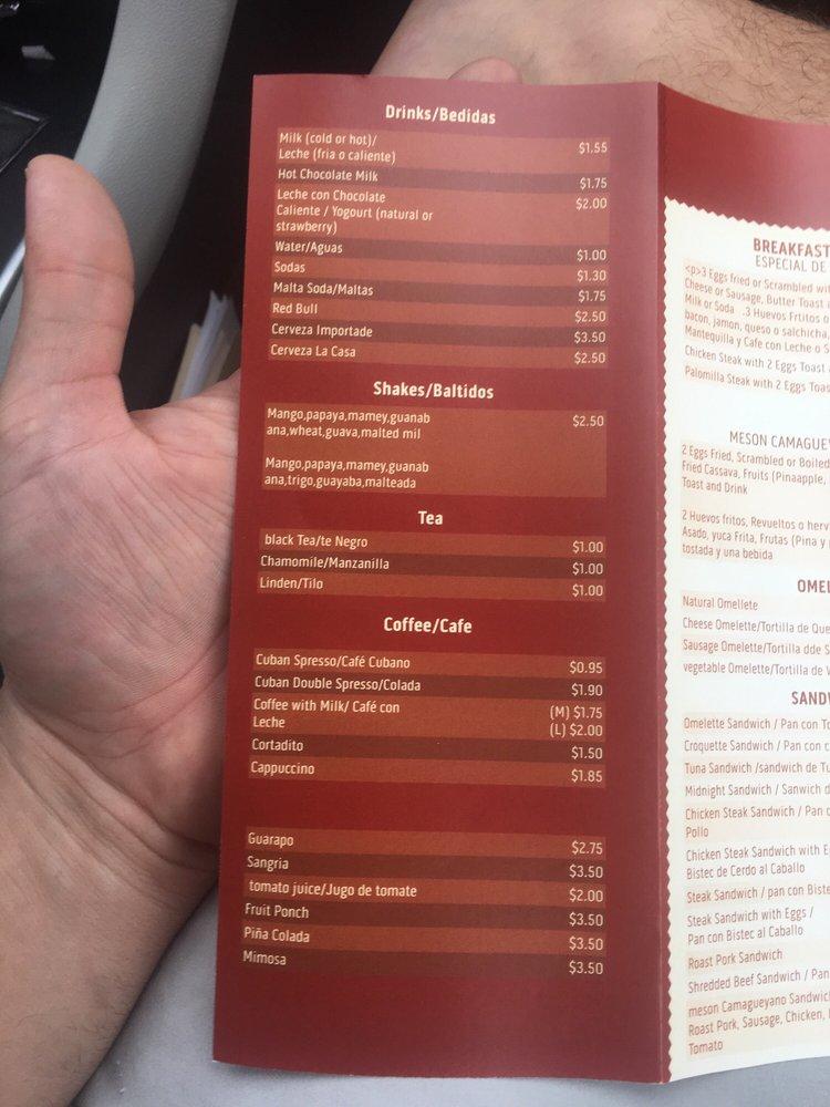 Menu at Meson Camagueyano cuban restaurant, Cape Coral