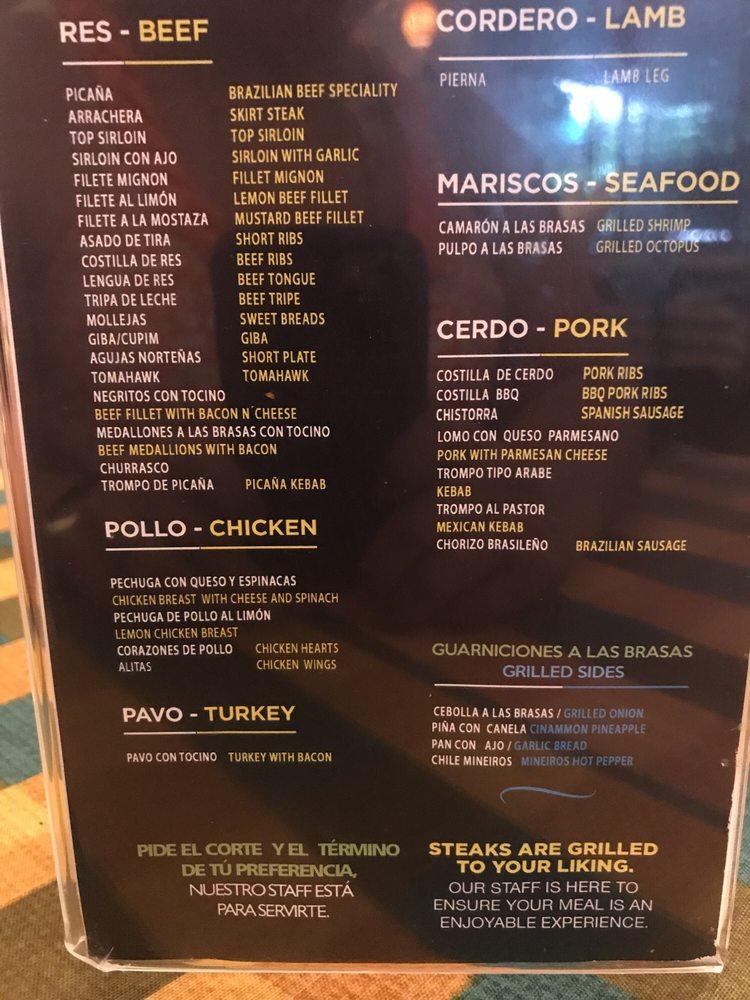 Carta del restaurante Mr. Pampas, Guadalajara, Avenida Mariano Otero 3047