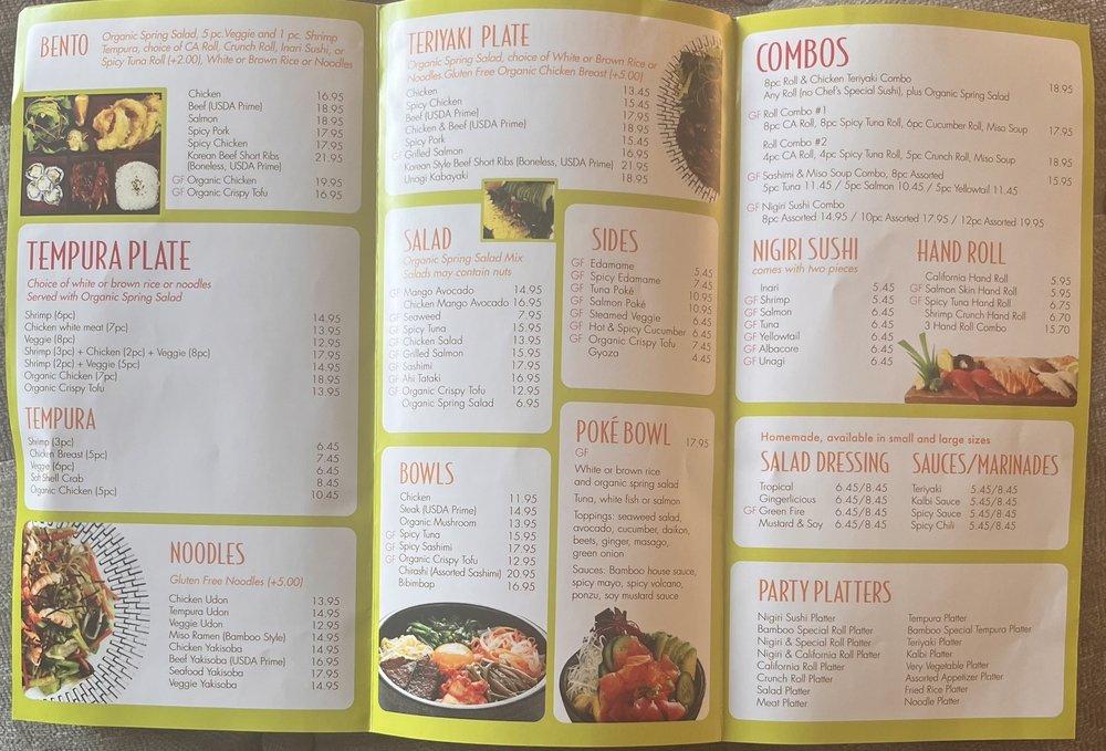 Menu at Bamboo Grill & Sushi restaurant, Seal Beach, Seal Beach Blvd E