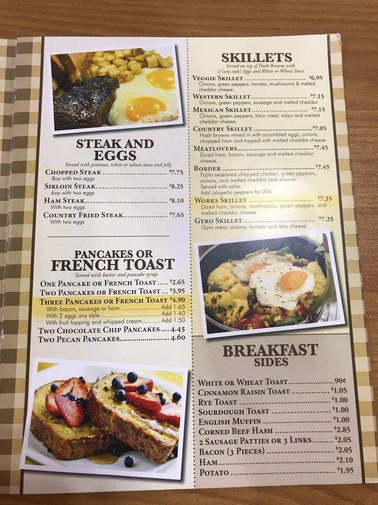 Menu at Frontier Cafe, Grinnell