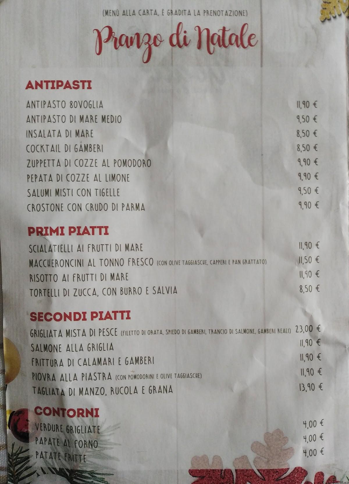 Menu at 80 Voglia Ristorante Pizzeria, Mantua