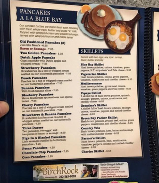 Menu at Blue Bay Restaurant, Mukwonago