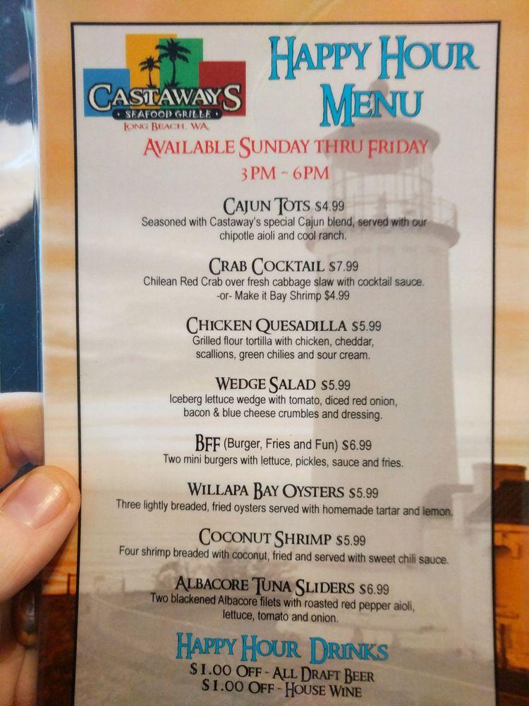 Menu at Castaway's Seafood Grille pub & bar, Long Beach