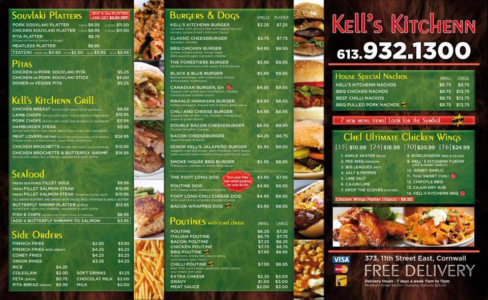 Menu At Kell S Kitchenn Restaurant Cornwall   R273 Menu Kells Kitchenn 