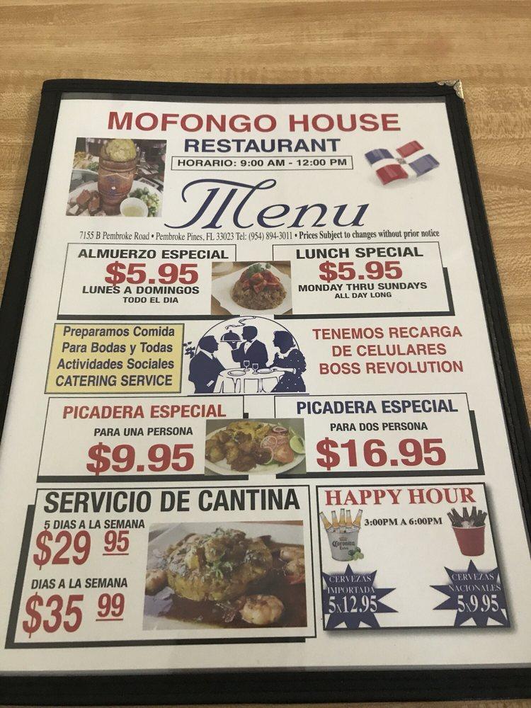 Menu At Mofongo House Restaurant Pembroke Pines Pembroke Rd