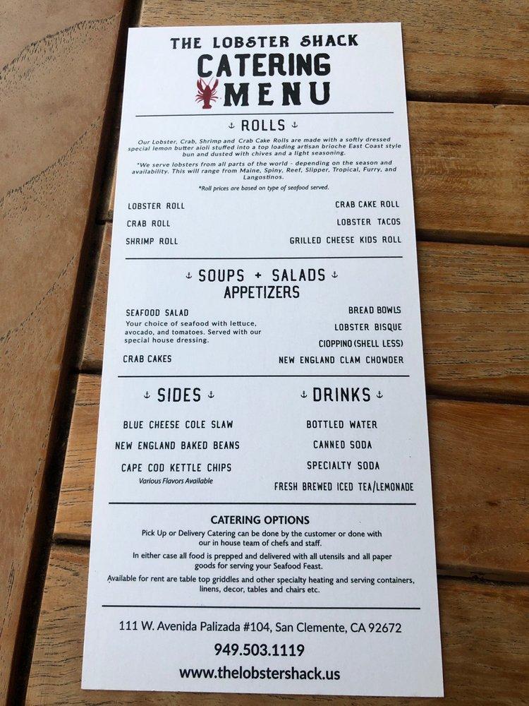 Menu at The Lobster Shack restaurant, San Clemente