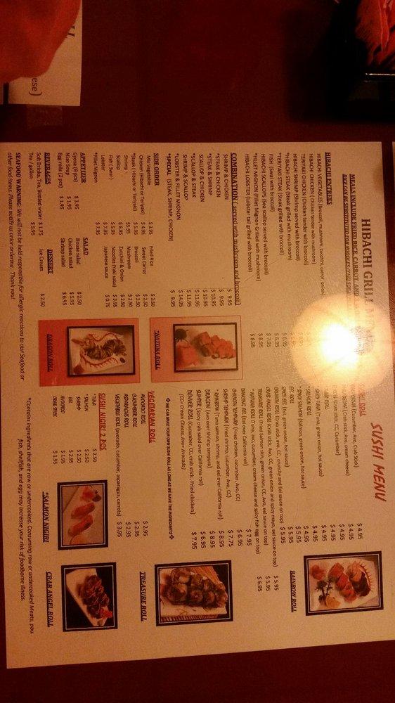 Menu at Hibachi Grill restaurant, Sumter, 1003 Broad St