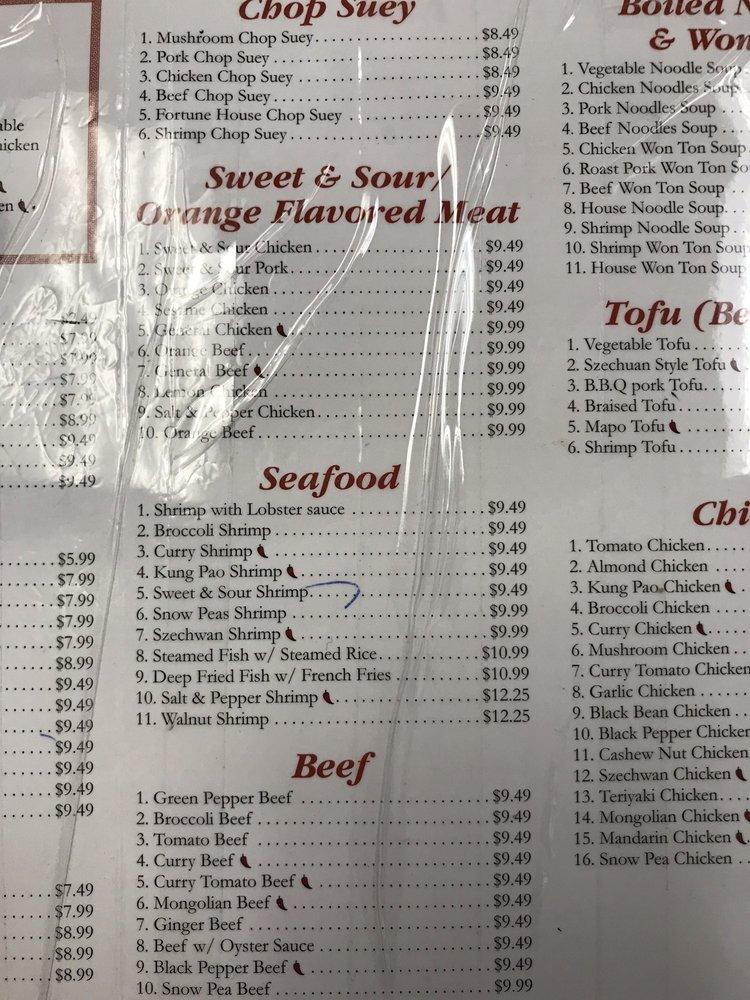 Menu at Fortune House Chinese Restaurant, Hanford