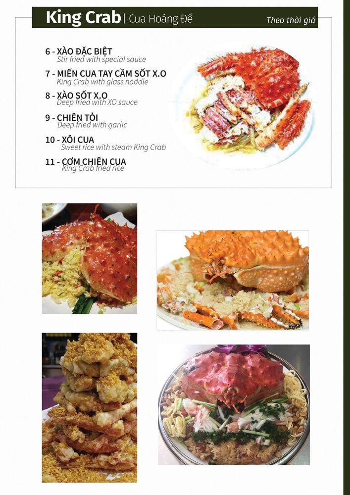 Menu at Tràm Chim Live King Crab restaurant, Westminster, Beach Blvd A