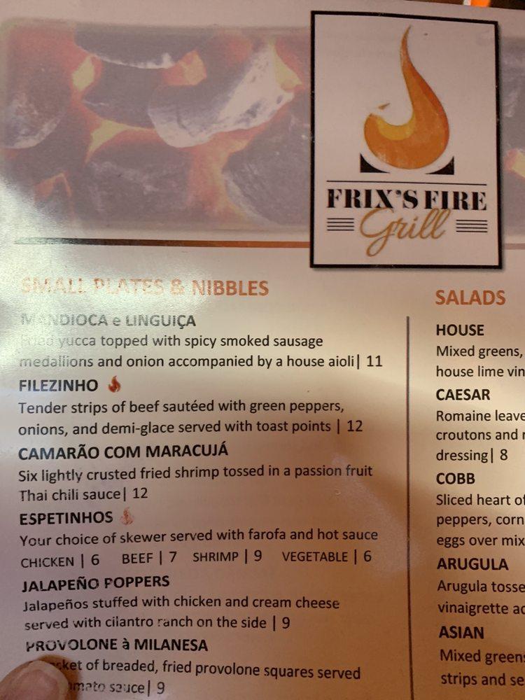 Menu at Frix's Fire Grill restaurant, Chester