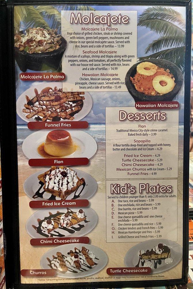 Menu at La Palma Mexican Restaurant Urbana, Urbana