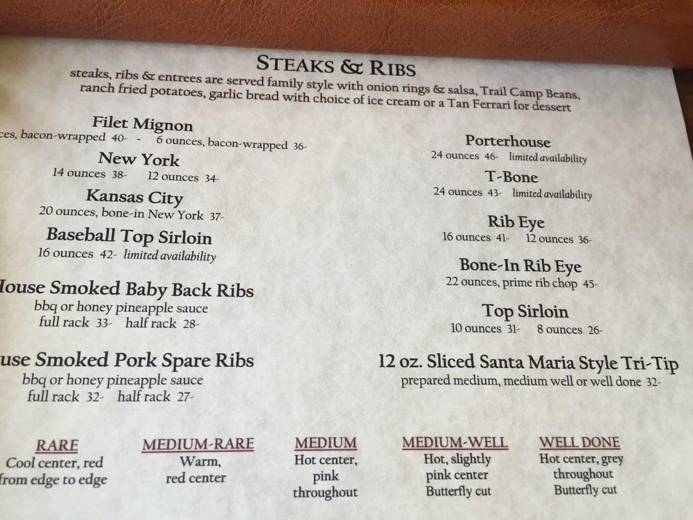 Menu at F. McLintocks Saloon and Dining House BBQ, Pismo Beach