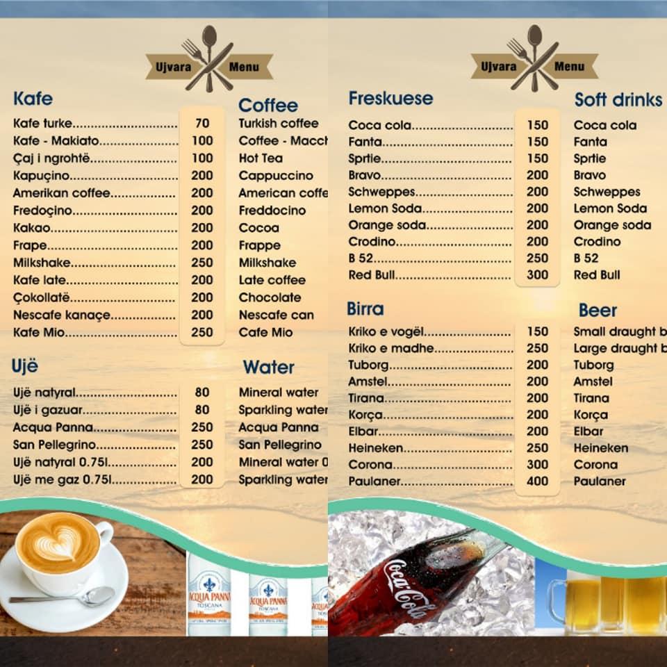 Menu at Ujvara Restaurant, Borsh