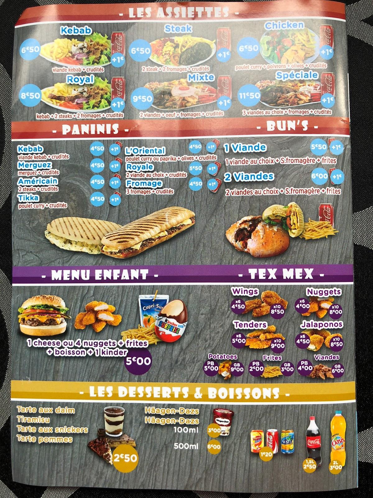 Menu at Kebab du Cailly fast food, DévillelèsRouen