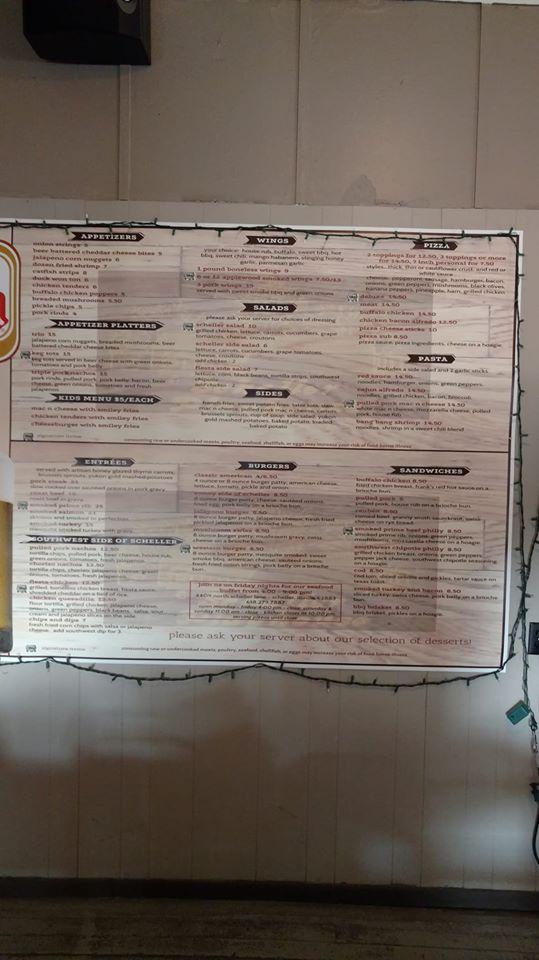 Menu at Scheller Playhouse pub & bar, Scheller