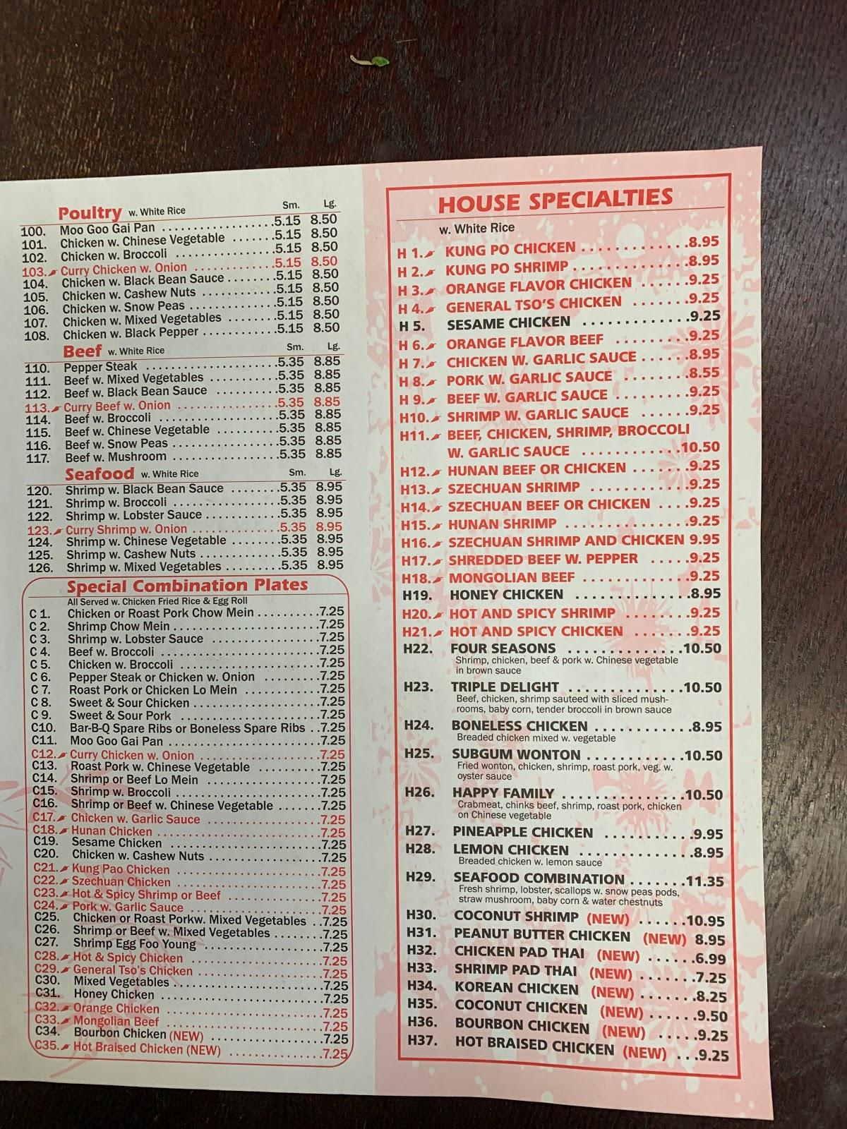 China King Slidell Menu 92