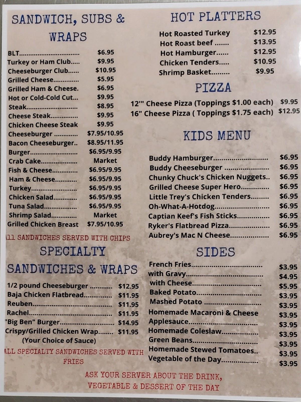 Menu at Winfield Inn pub & bar, Eldersburg