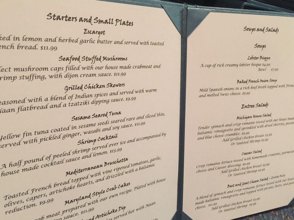 Menu at Churchill Pointe Inn pub & bar, Hubbard Lake