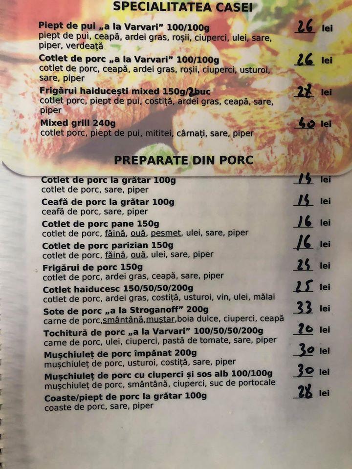 Menu de Varvari Pub