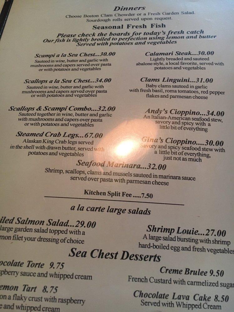 Menu at Sea Chest Oyster Bar, Cambria