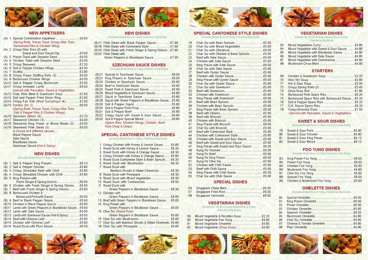 Menu at Golden House restaurant, Bolton