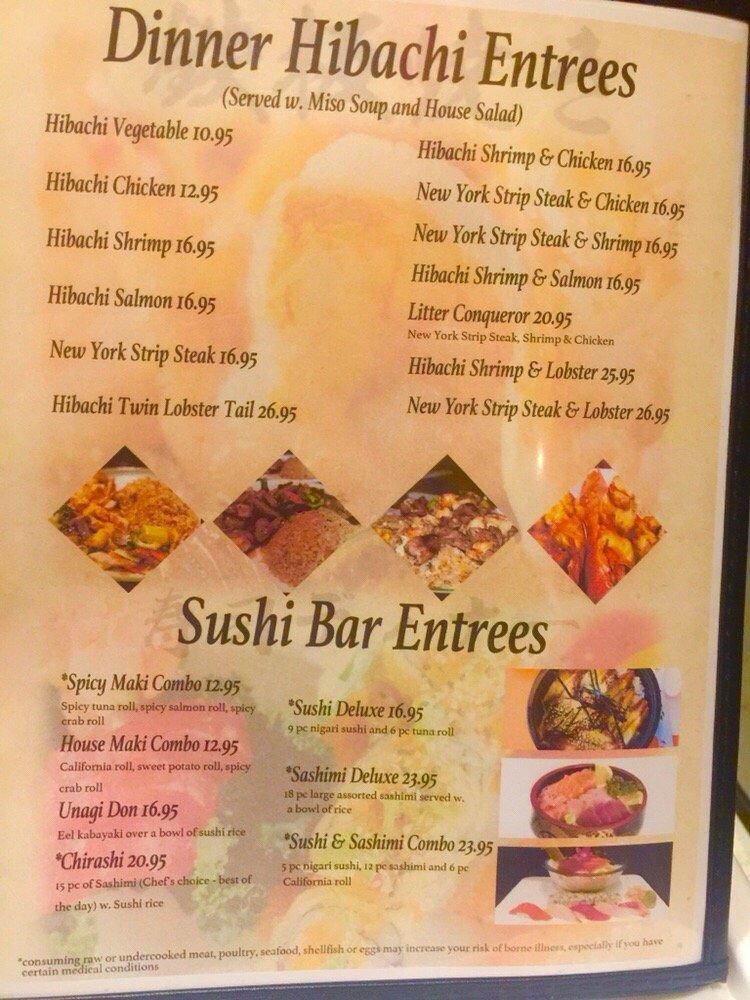 Menu at Yamato Sushi Restaurant, Kittanning
