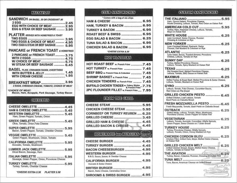 Menu At Aviation Deli & Grill Restaurant, Glen Burnie